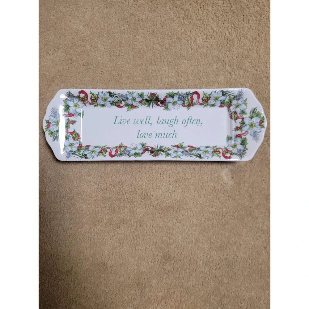 Spode Holidays Live Well, Laugh Often, Love Much Holiday Trinket Tray 2007